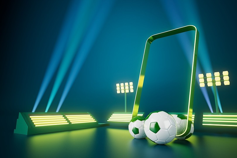 3D Smartphone and Football Stadium Illustration