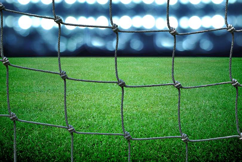 Football Pitch and Light Through Net